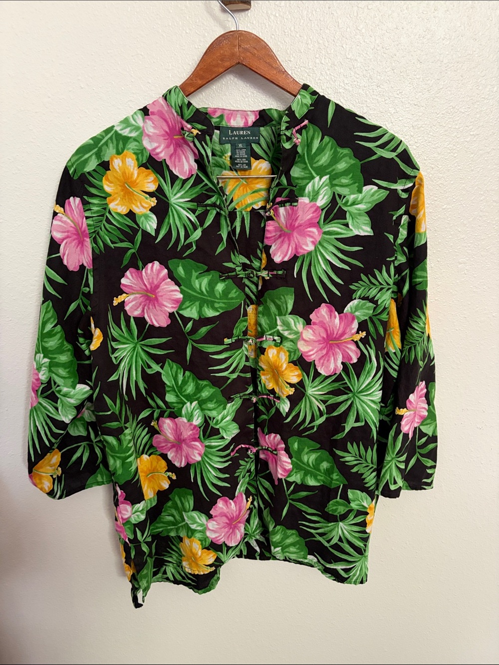 Lauren Ralph Lauren Black Floral Tropical Tunic - Pink & Yellow
